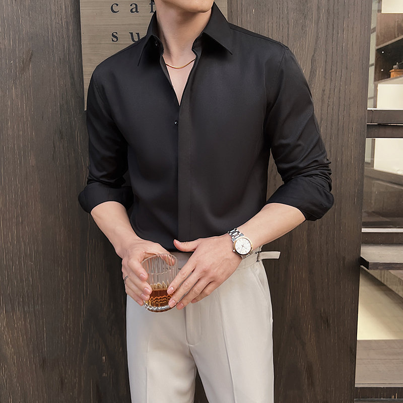 เสื้อเชิ้ตแขนยาวผู้ชายสีขาว -  - Men Formal Wear Modern บทวิจารณ์และราคา