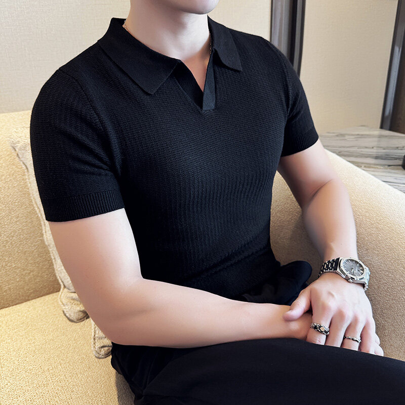 เสื้อสเวตเตอร์ถัก Jacquard ปกโ - Men Formal Wear Modern บทวิจารณ์และราคา